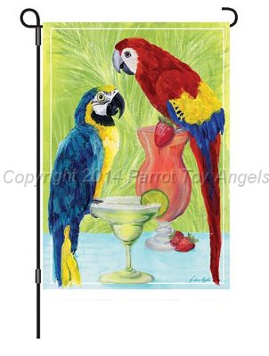 party parrots flag_lg.JPG - Party Parrots Garden Flag - 12" x 18"